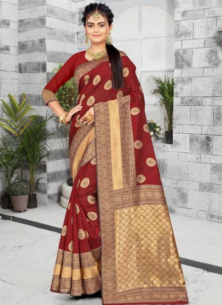 Maroon Colour Santraj New Designer Wedding Wear Banarasi Silk Saree Collection 1025